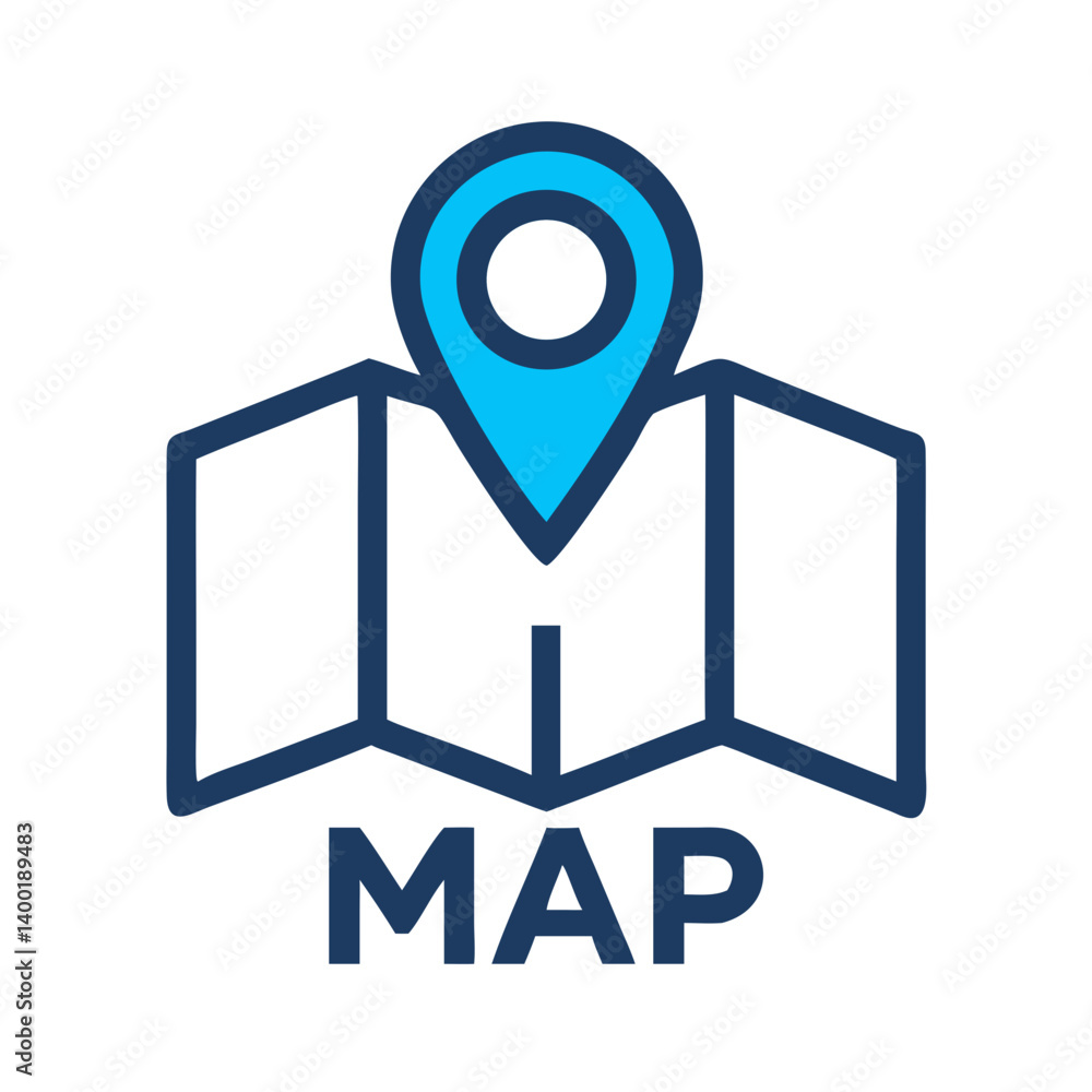 Aufkleber Map with Location Pin Icon Representing Geographical Position and Navigation