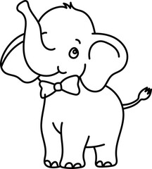 Coloring Page Outline of Cartoon Elephant. Jungle Animals. Coloring Book for Kids.