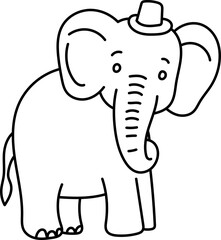 Coloring Page Outline of Cartoon Elephant. Jungle Animals. Coloring Book for Kids.