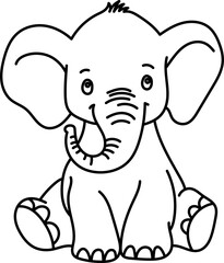 Obraz premium Coloring Page Outline of Cartoon Elephant. Jungle Animals. Coloring Book for Kids.