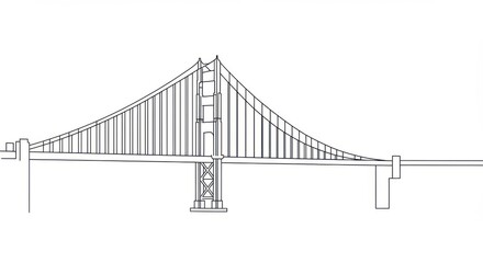 Obraz premium Line Art Drawing of Golden Gate Bridge Suspension Cables