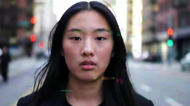Close-up Portrait of a Young Woman with Neutral Expression