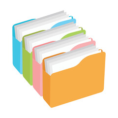 Vector illustration of folder on white background. Office or school stationery supplies.