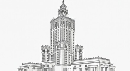 Line Art of the Palace of Culture and Science, Warsaw
