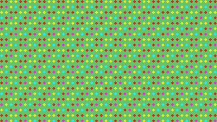Vibrant, geometric pattern of colorful rhombuses on a light green background