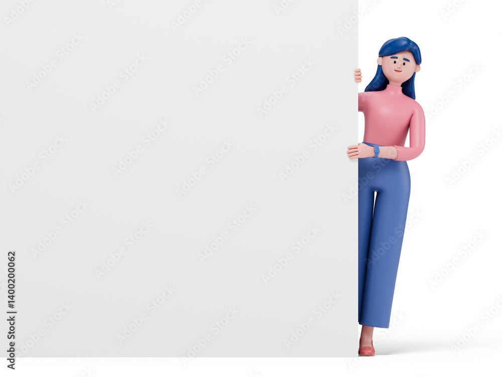 Poster 3d people holding an empty white board for insert a concept.3d rendering,conceptual image. isolated 