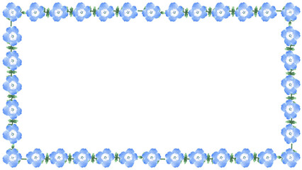 水彩風ネモフィラのフレームイラスト