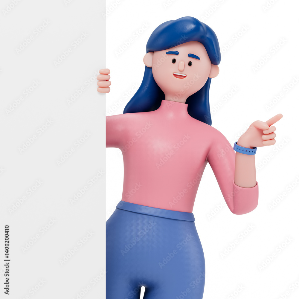 Poster 3d people holding an empty white board for insert a concept.3d rendering,conceptual image. isolated 