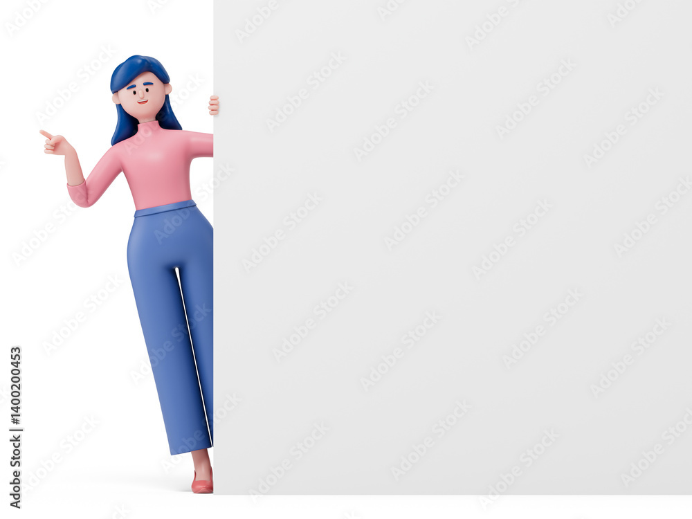 Poster 3d people holding an empty white board for insert a concept.3d rendering,conceptual image. isolated 