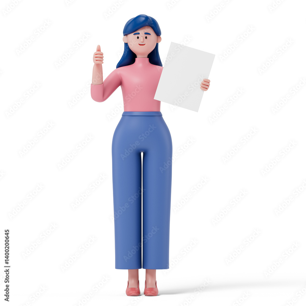 Poster 3d people holding an empty white board for insert a concept.3d rendering,conceptual image. isolated 