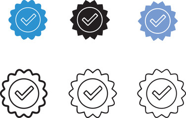 Verified tick badge icon set