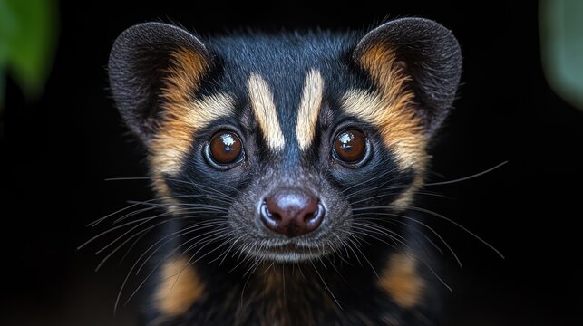 Close-up Portrait of an Adorable Banded Linsang