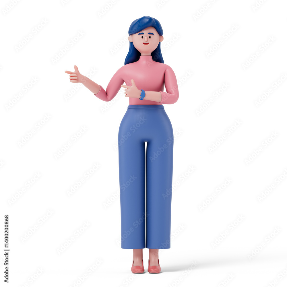 Poster the gesture of pointing to one side, it can be used to direct attention to something or someone, or 