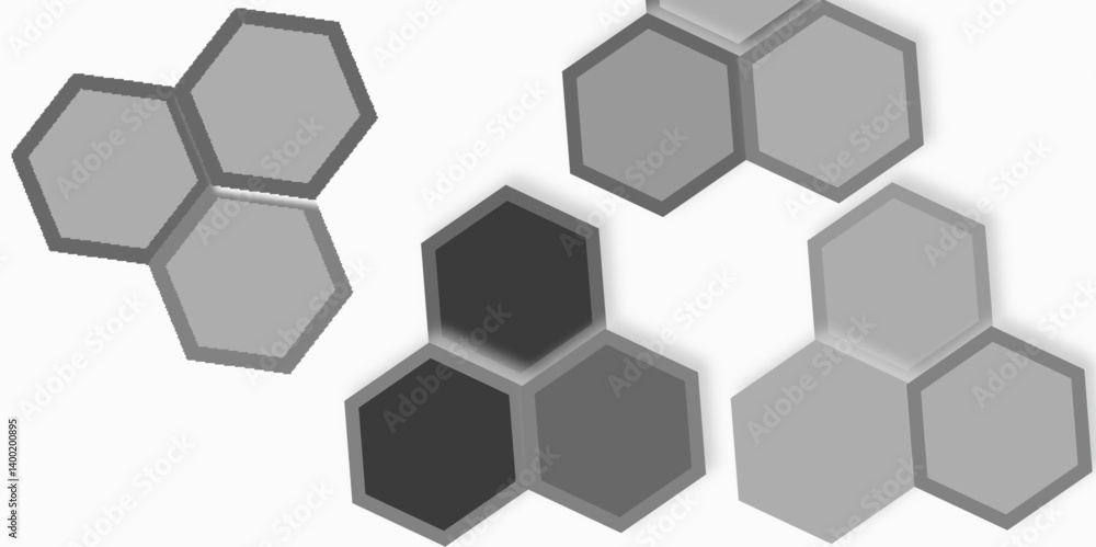 Poster abstract 3d hexagon grey and white out line technology style honeycomb seamless pattern background. 