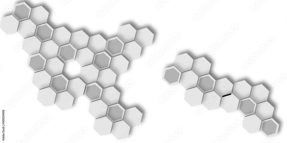 Poster abstract 3d hexagon grey and white out line technology style honeycomb seamless pattern background. 