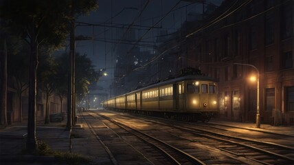 Fototapeta premium railway in the night