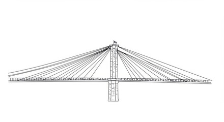 Detailed Line Art of the Brooklyn Bridge