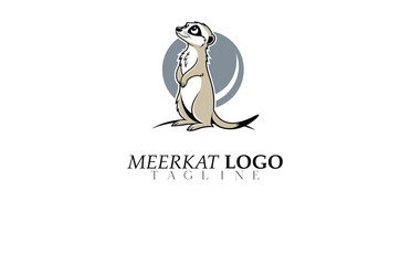 Obraz premium Outlined Standing Meerkat Logo Vector – Simple Adobe Illustrator Design for Wildlife Zoo, Nature Reserve Branding or Ethical Adventure Packaging.