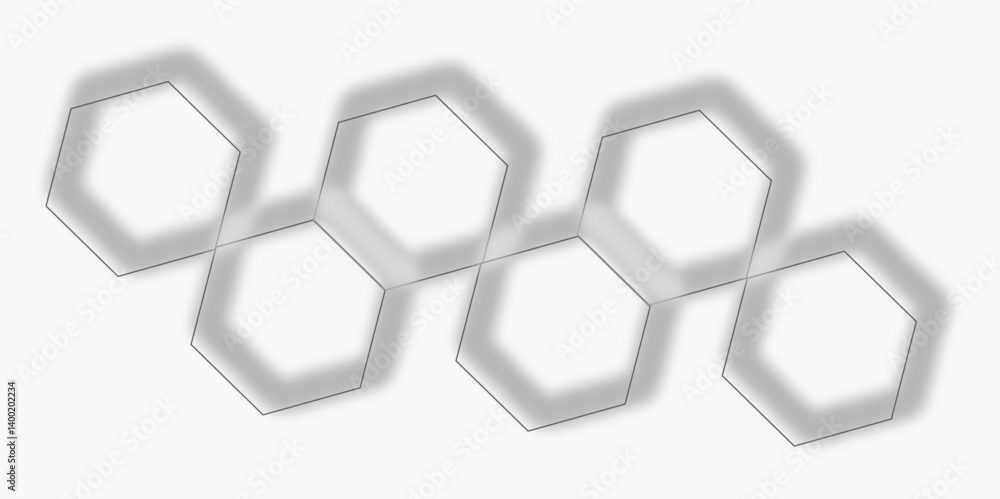 Poster abstract 3d hexagon grey and white out line technology style honeycomb seamless pattern background. 