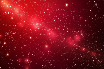 Cosmic Red Starry Sky Filled With Sparkling Stars and Mystical Colors