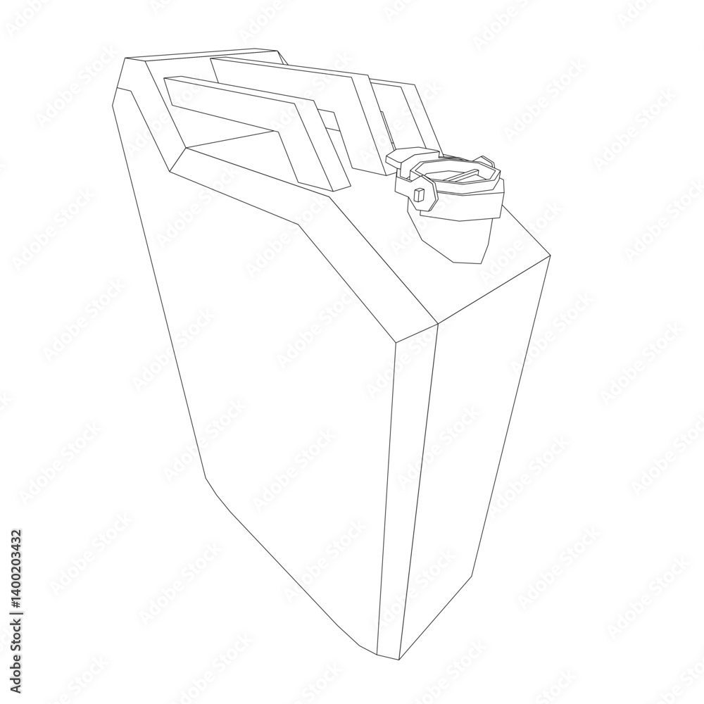 Poster a white canister with a black handle. the container is empty. the container is rectangular in shape