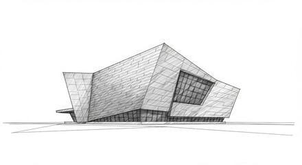 Minimalist Line Sketch of the Denver Art Museum