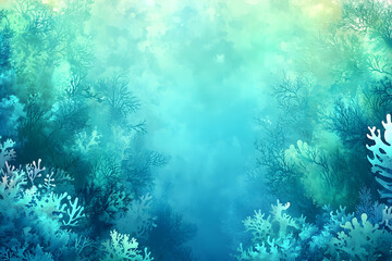 Obraz premium An underwater realm of vibrant turquoise coral and seaweed.