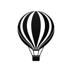 Fototapeta premium Hot Air Balloon silhouette in black on a white background, graphic illustration for travel and adventure
