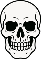 black-and-white vector icon of a skull