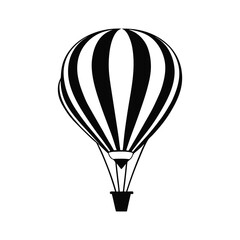 Obraz premium Hot Air Balloon silhouette in black on a white background, graphic illustration for travel and adventure