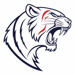Obraz premium Stylized Tiger Head Drawing with Red Scratches Vector Logo