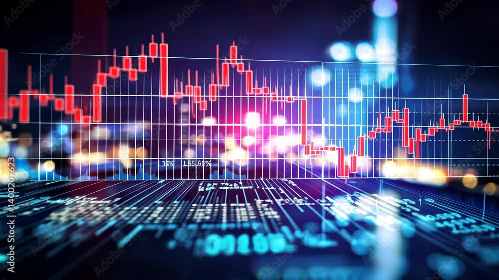 Aufkleber chart, analyst reviewing stock market monitor data financial multiple screens, displaying rising for