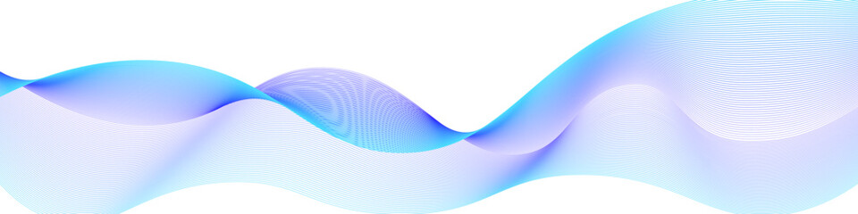 Abstract gradient wave made of fine lines with smooth blue and purple tones on white background. Ideal for tech, UI, or corporate design. Vector EPS 10