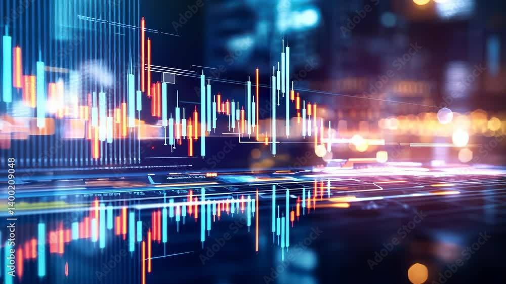 Poster market analyst reviewing stock financial monitor data on multiple screens, displaying rising graphs 