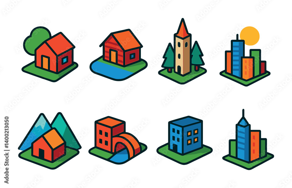 Aufkleber isometric flat vector set of icons of ui customization settings: theme, wallpaper, font size, layout
