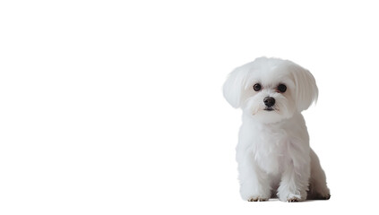 Obraz premium Cute Maltese Puppy Sitting on Transparent Background