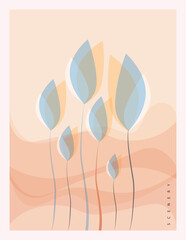 Abstract floral scenery for print, home decor 