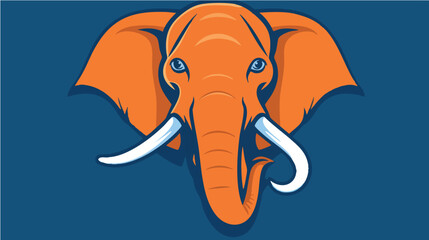 Vector image of an elephant head in blue and orange