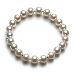 Elegant Pearl Necklace, a Circle of Luminescence, Gracefully Arranged on a Pristine White Background