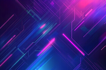 Obraz premium A vibrant, abstract digital circuit design with glowing lines.