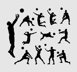 collection of volleyball man player vector silhouette