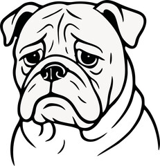 black-and-white vector icon of a bulldog