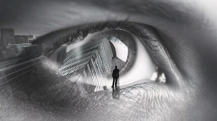 Woman's Eye with Businessman Reflection Abstract Conceptual Art