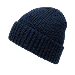 Chunky Knitted Beanie Hat on Transparent Background