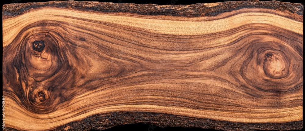 Aufkleber rich grain of natural wood slab displaying unique pattern and texture in warm brown tones with dark 