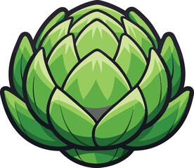  Delicious food vector artwork illustration of a fresh green artichoke