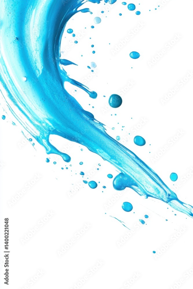 Poster dynamic turquoise paint splash on white backdrop capturing fluid motion artistic expression and vibr