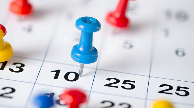Colorful Push Pins on Calendar Planning & Organization