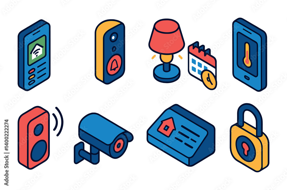 Poster isometric flat vector set of icons of ai and assistant settings: smart reply, automation, voice assi
