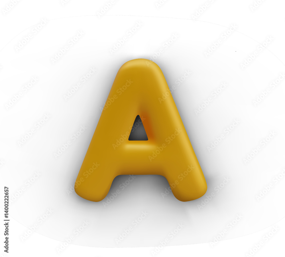 Aufkleber capital letter in 3d style. first element of alphabet. isolated yellow vector model for concepts wit